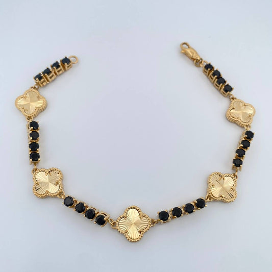 Pulso Tennis Trebol 19.1gr / 21cm / 3.7mm Oro Amarillo Nac.Esp. 18K %