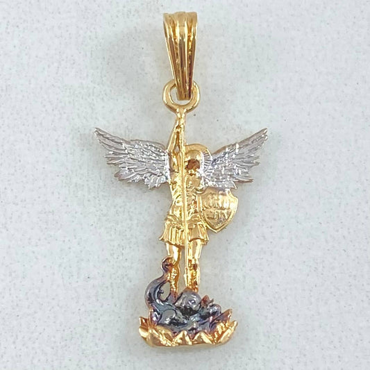 Dije San Miguel 1.8g / 2.6cm Dos Oros Amarillo Blanco 18K