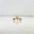 Piercing Arete Curvo 1.05gr / 0.9cm / Trio Floral Circones Blancos Oro Amarillo (Joya) *
