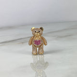 Dije Oso Articulado Corazon Corbatin 10gr / 3.8cm / Circones Blancos Fucsias Negros Sin Cargador  Oro Amarillo