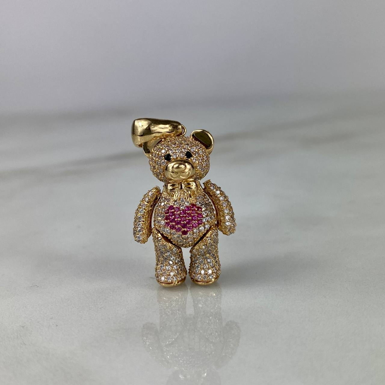 Dije Oso Articulado Corazon Corbatin 11.35gr / 2.8cm / Circones Blancos Fucsias Negros Oro Amarillo