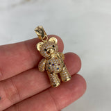 Dije Oso Articulado Bufanda 9.55gr / 3.8cm / Circones Blancos Colores  Oro Amarillo