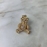 Dije Oso Articulado Bufanda 9.55gr / 3.8cm / Circones Blancos Colores  Oro Amarillo