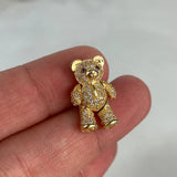 Dije Oso Articulado Corbata 3.75gr / 2cm / Circones Blancos Amarillo Sin Cargador Oro Amarillo