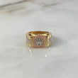 Anillo Corona RX Cinturón Cuadrado 10.6gr / T11 1/4 / Circones Blancos Dos Oros Amarillo Blanco