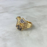 Anillo San Miguel Arcángel 12.25gr / T9 3/4 / Circones Blancos Negros Dos Oros Amarillo Blanco