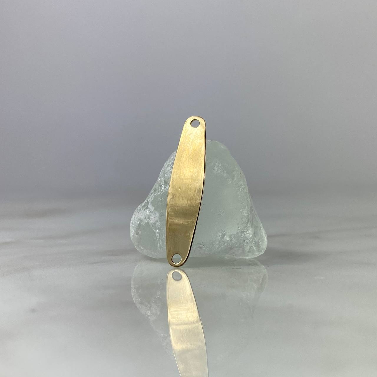 Herraje Placa Ovalada Hexagonal 0.7gr / 2.6cm-0.6cm / Lisa Oro Amarillo