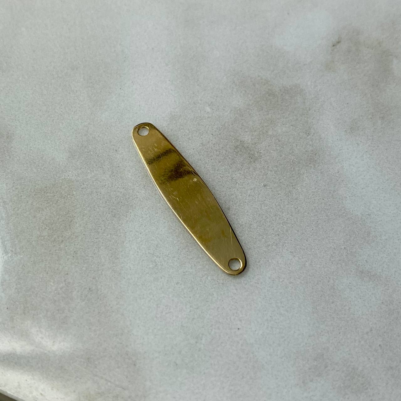 Herraje Placa Ovalada Hexagonal 0.7gr / 2.6cm-0.6cm / Lisa Oro Amarillo
