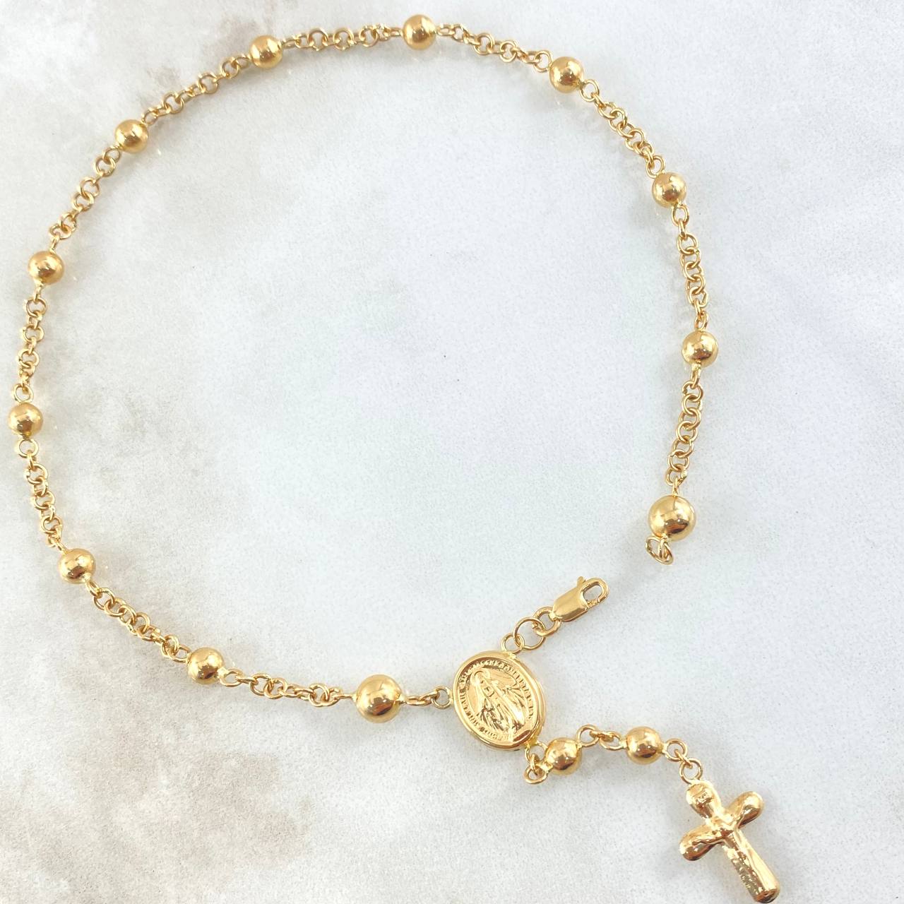 Tobillera Denario Virgen Milagrosa 5.1gr / 25cm / Oro Amarillo 18K