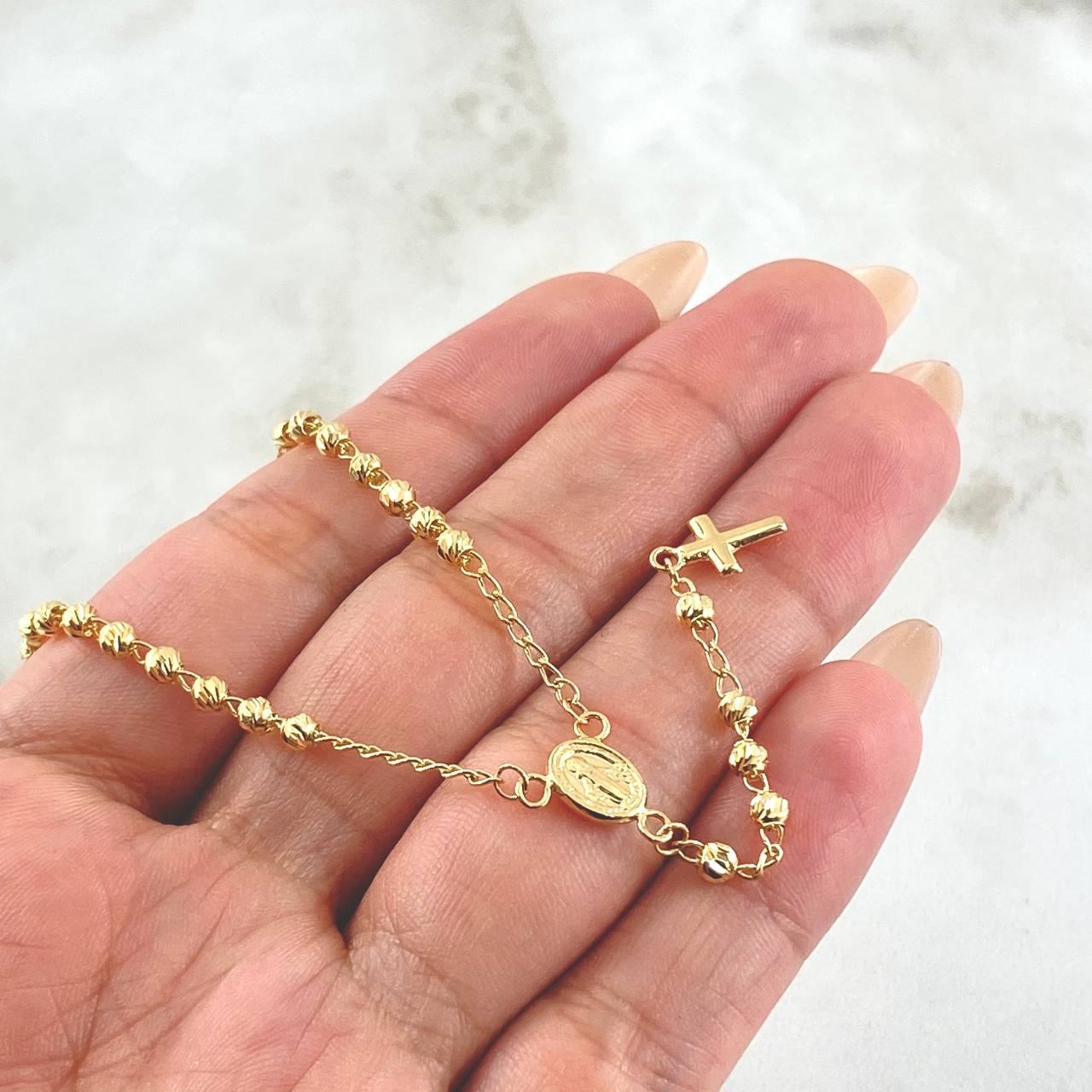Rosario Crúz Virgen Milagrosa 6.75gr / 50cm / Oro Amarillo 18K
