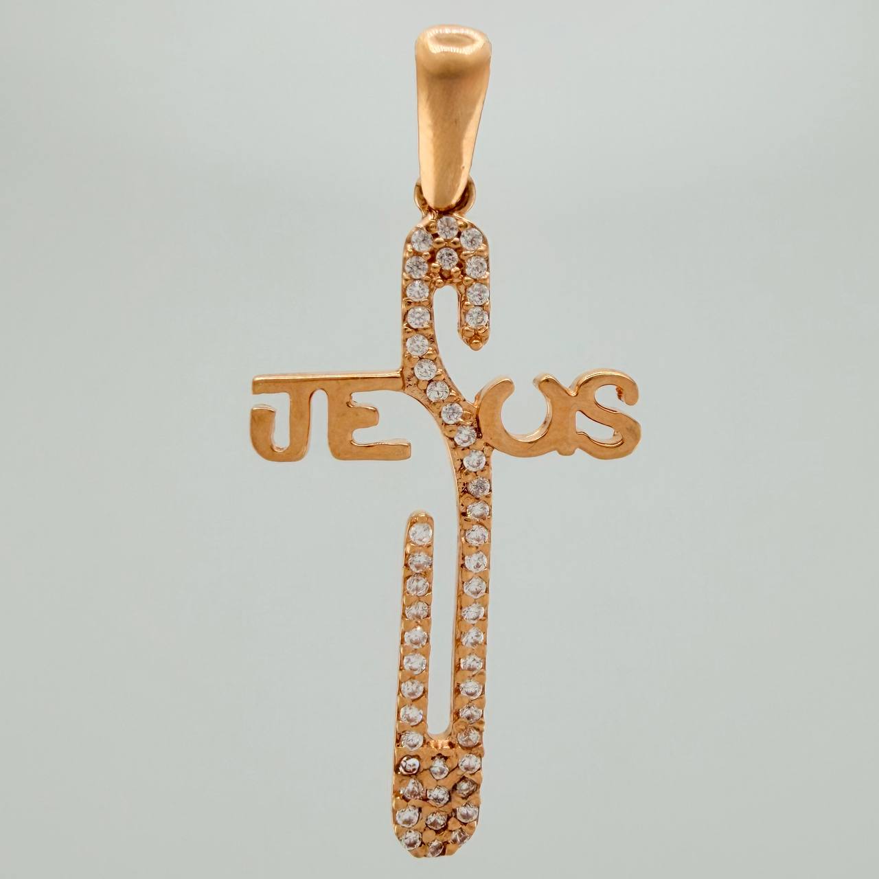 Dije Cruz Jesus 2.3gr / 3.6cm / Oro Rosa 18K $