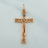 Dije Cruz Cristo Vintage 2.2gr / 3.7cm / Dos Oros Blanco Rosa 18K