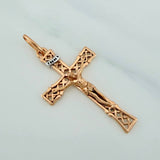 Dije Cruz Cristo Vintage 2.2gr / 3.7cm / Dos Oros Blanco Rosa 18K