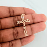 Dije Cruz Cristo Vintage 2.2gr / 3.7cm / Dos Oros Blanco Rosa 18K