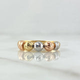 Anillo Trio De Bolas 1.65gr / T7 1/4 / 5mm Bolas Diamantadas Tres Oros 18K