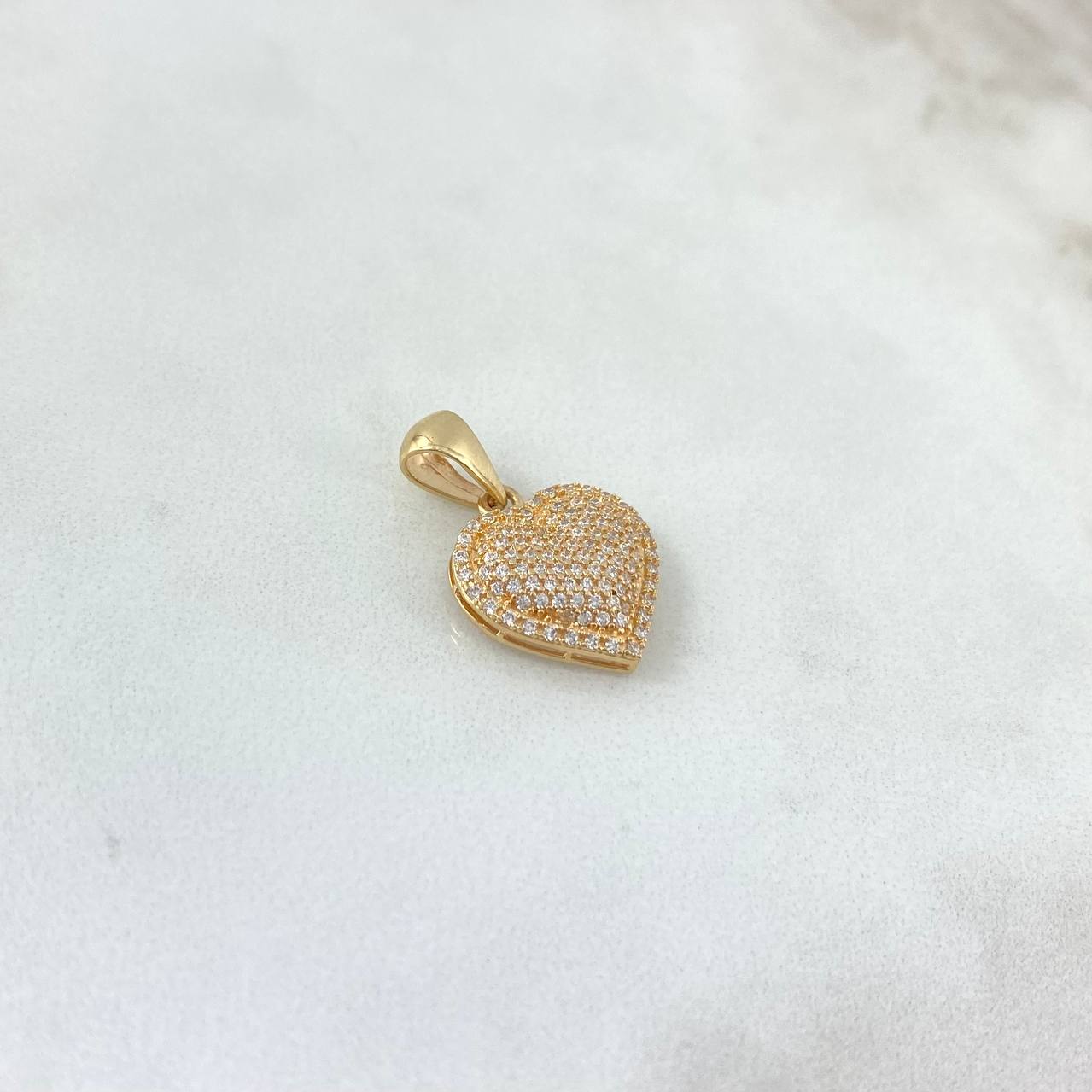 Dije Corazon 2.5gr / 2.3cm / Circones Blancos Oro Amarillo ©