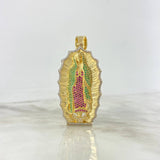 Dije Virgen de Guadalupe 17.85gr / 6.3cm / Silueta Circones Blancos Verdes Fucsias Oro Amarillo