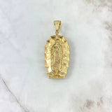 Dije Virgen de Guadalupe 17.85gr / 6.3cm / Silueta Circones Blancos Verdes Fucsias Oro Amarillo