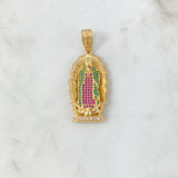Dije Virgen de Guadalupe 10.9gr / 4.6cm / Circones Fucsias Verdes Blancos Oro Amarillo