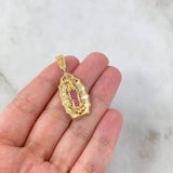 Dije Virgen de Guadalupe 6.4gr / 4.8cm / Silueta Lisa Circones Blancos Verdes Fucsias Oro Amarillo