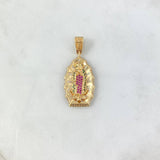 Dije Virgen de Guadalupe 6.4gr / 4.8cm / Silueta Lisa Circones Blancos Verdes Fucsias Oro Amarillo