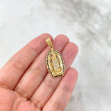 Dije Virgen de Guadalupe 5.35gr / 3.6cm / Silueta Circones Blancos Negros Oro Amarillo