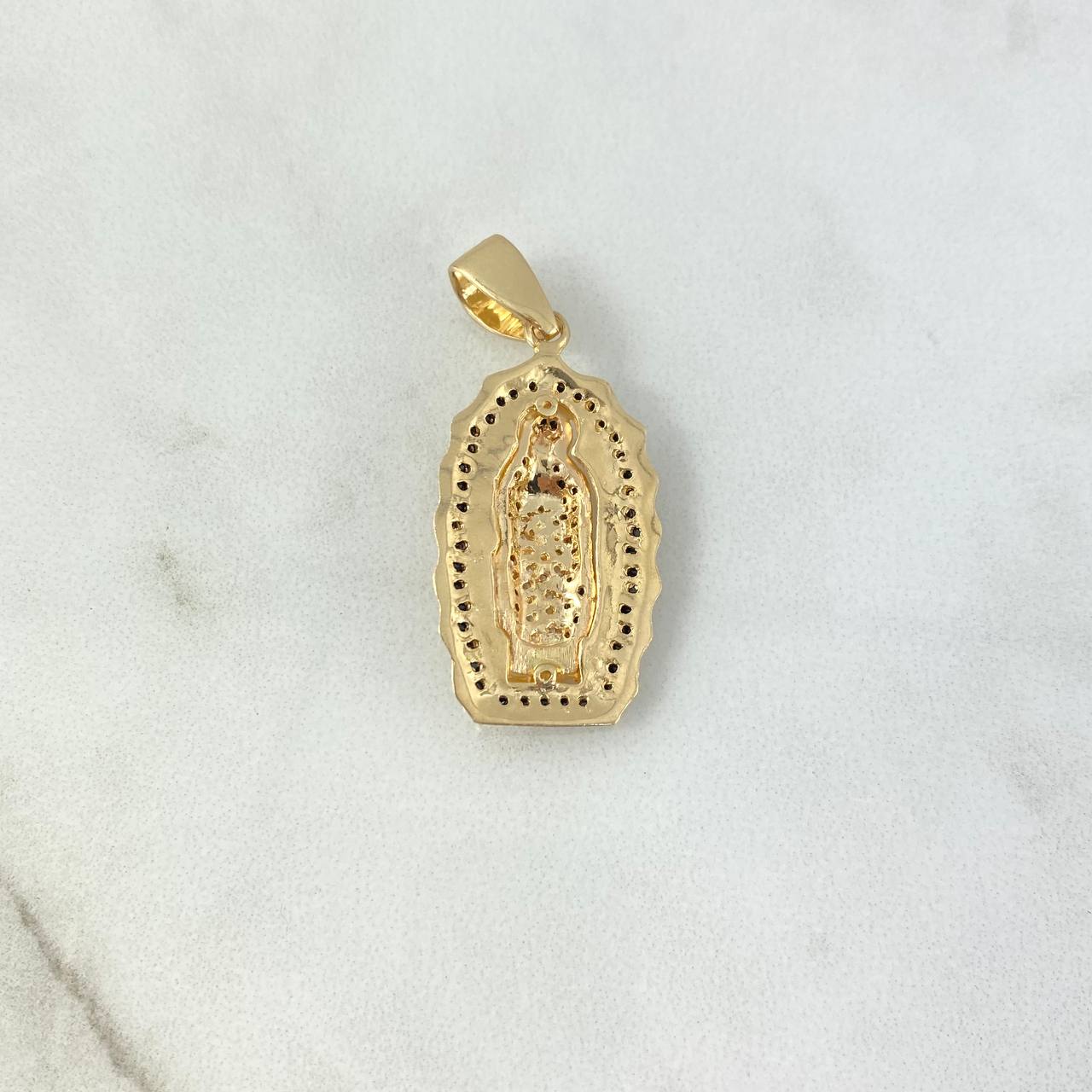 Dije Virgen de Guadalupe 5.35gr / 3.6cm / Silueta Circones Blancos Negros Oro Amarillo