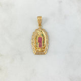 Dije Virgen de Guadalupe 5.6gr / 3.6cm / Silueta Circones Blancos Verdes Fucsias Oro Amarillo