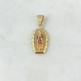 Dije Virgen de Guadalupe 2.9gr / 3cm / Silueta Lisa Circones Azules Fucsias Oro Amarillo *