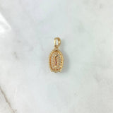 Dije Virgen de Guadalupe 2.85gr / 2.4cm / Circones Fucsias Verdes Blancos Oro Amarillo