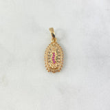 Dije Virgen de Guadalupe 2.8gr / 2.4cm / Silueta Circones Blancos Verdes Fucsias Oro Amarillo