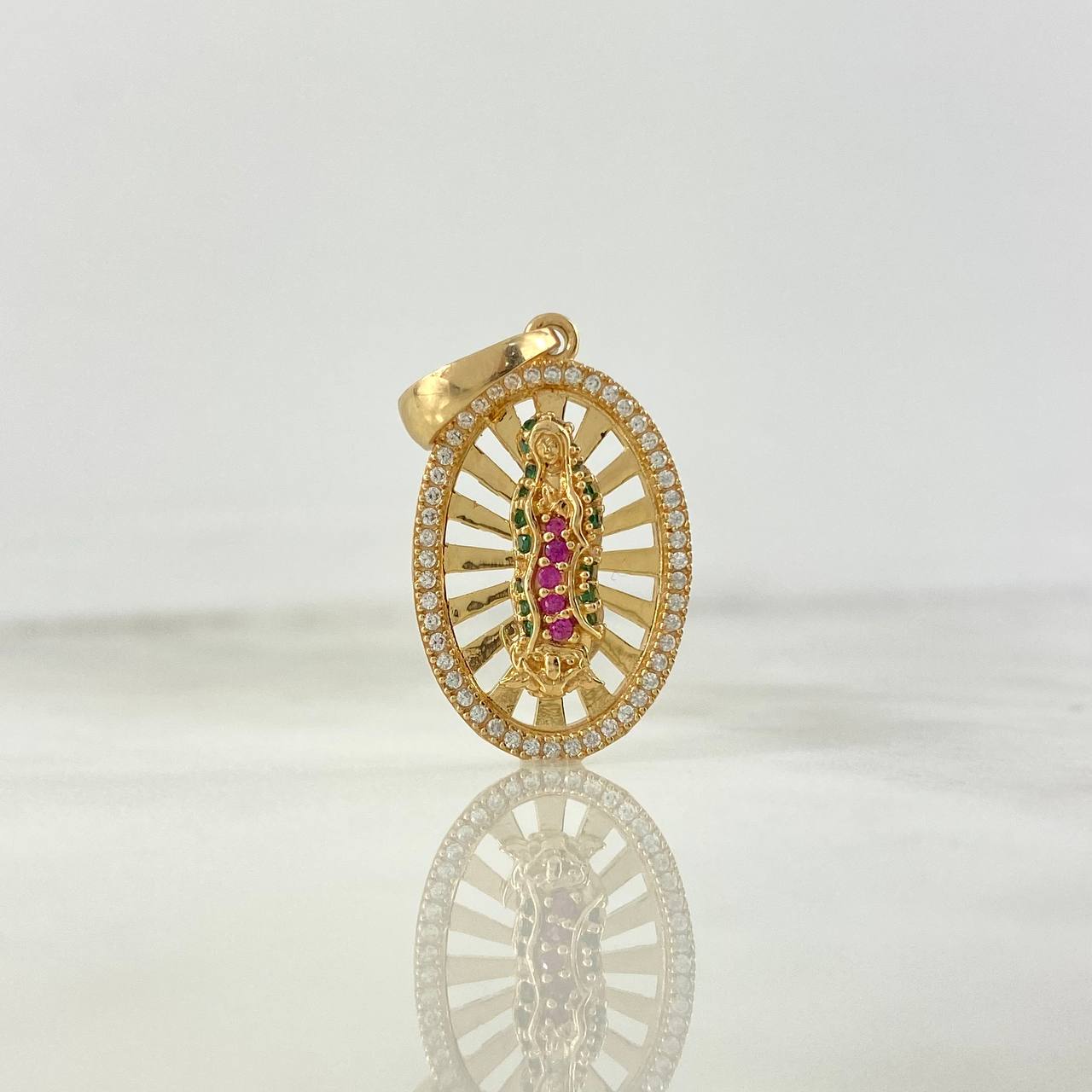 Dije Virgen de Guadalupe 4.35gr / 3.3cm / Ovalado Circones Blancos Fucsias Verdes Oro Amarillo