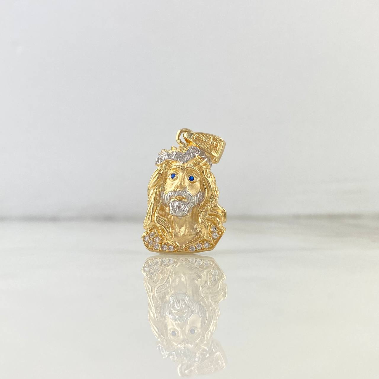 Dije Rostro de Cristo 5.7gr / 3.3cm / Circones Azules Blancos Dos Oros Amarillo Blanco