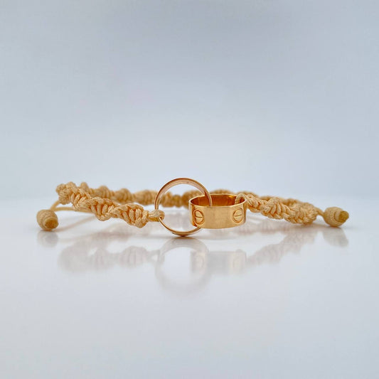 Pulsera Beige Argollas Tornillo 3.1gr / Lisas Oro Amarillo $