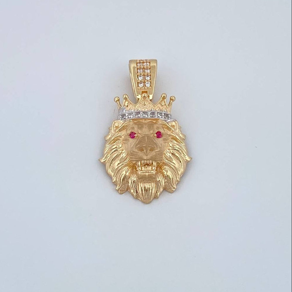 Dije Leon 3.65gr / 2.7cm / Dos Oros Amarillo Blanco 18K %