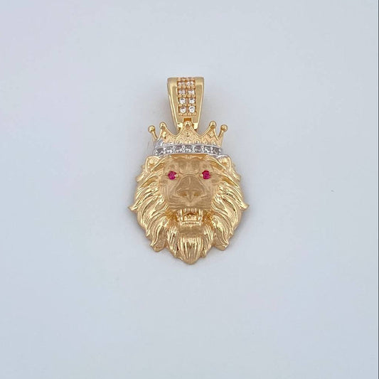 Dije Leon 3.65gr / 2.7cm / Dos Oros Amarillo Blanco 18K %