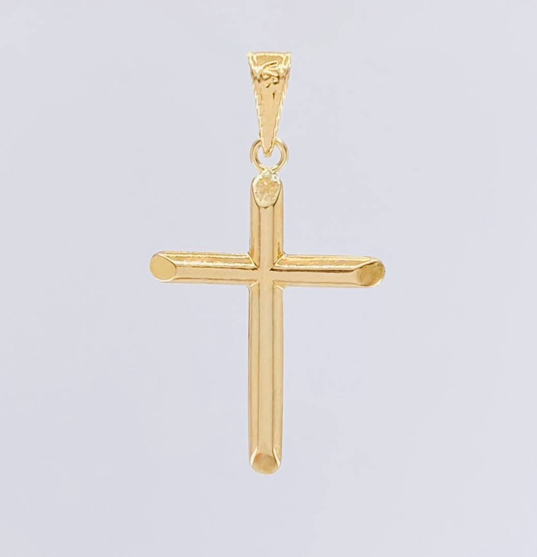 Dije Cruz Puntas Planas Lisa 1g / 3.5cm Oro Amarillo 18K