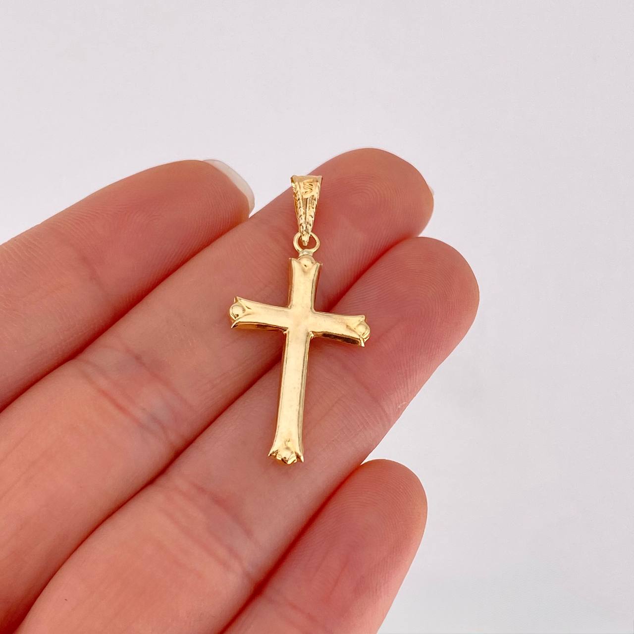 Dije Cruz Cuatro Destellos 0.95g / 3.5cm Oro Amarillo 18K