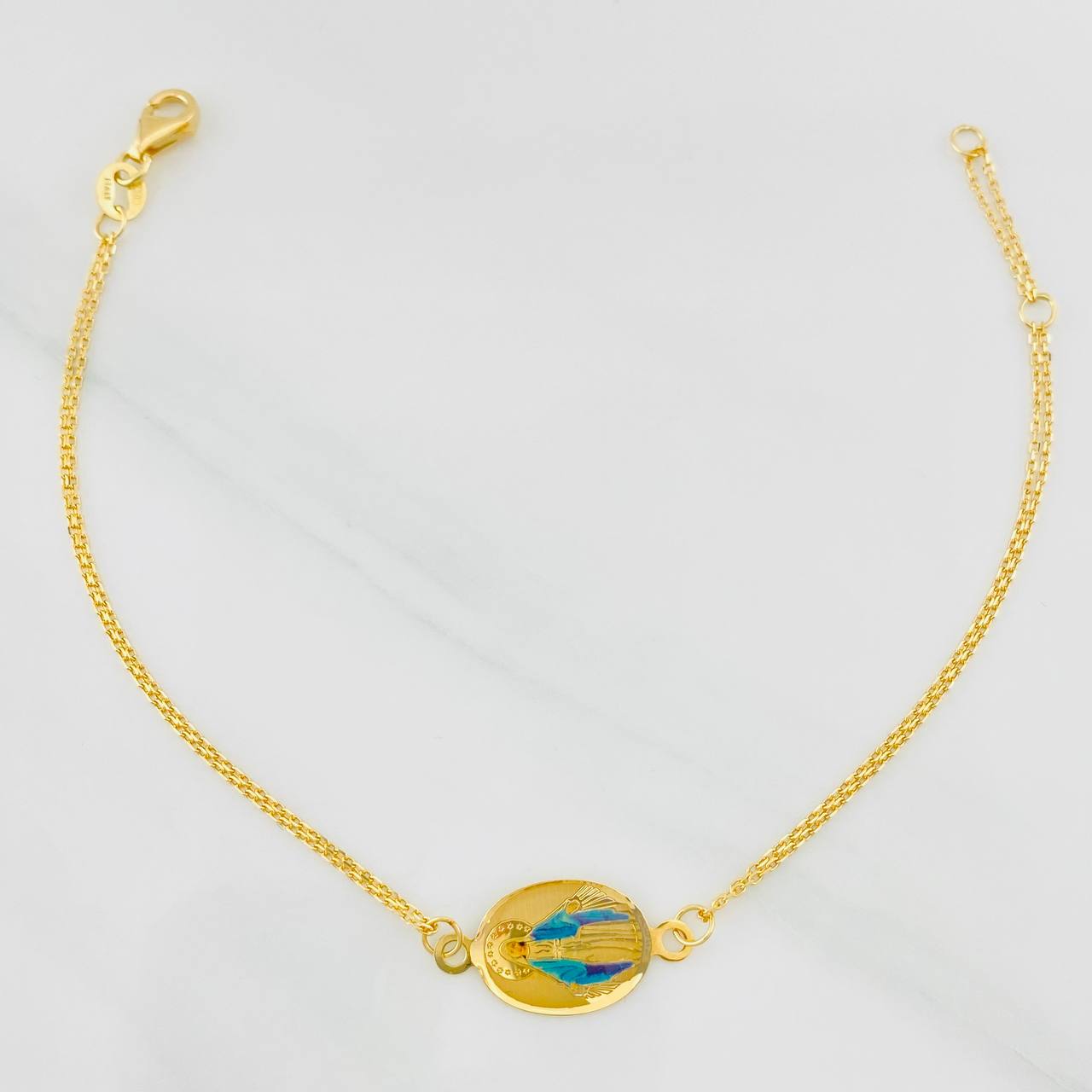 Pulso Modulable Aro Seguido Virgen Milagrosa 1.8g / 18.2cm - 16.6cm / 0.86mm Oro Amarillo 18K