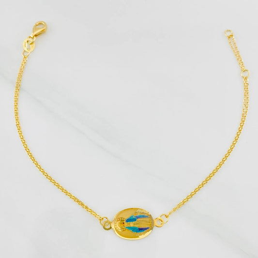 Pulso Modulable Aro Seguido Virgen Milagrosa 1.8g / 18.2cm - 16.6cm / 0.86mm Oro Amarillo 18K