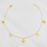Tobillera Aro Seguido Figuras 2.45g / 23cm / 1mm Oro Amarillo 18K