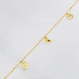 Tobillera Aro Seguido Figuras 2.45g / 23cm / 1mm Oro Amarillo 18K
