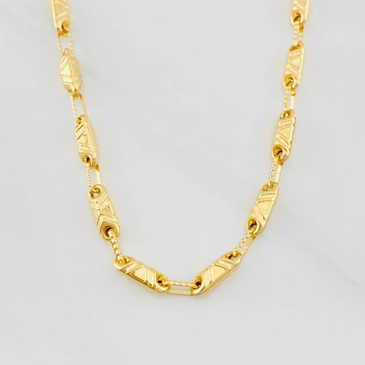 Cadena Eslabón Texturizado 13.85g / 65cm / 3.5mm Oro Amarillo 18K