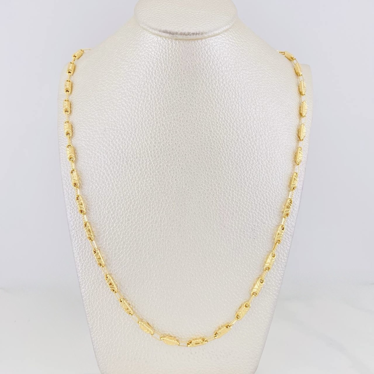 Cadena Eslabón Texturizado 13.85g / 65cm / 3.5mm Oro Amarillo 18K