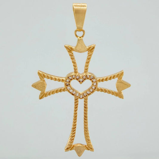 Dije Silueta Cruz Corazon 3.1gr / 5cm / Oro Amarillo 18K