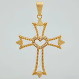 Dije Silueta Cruz Corazon 3.1gr / 5cm / Oro Amarillo 18K $