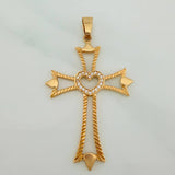 Dije Silueta Cruz Corazon 3.1gr / 5cm / Oro Amarillo 18K $
