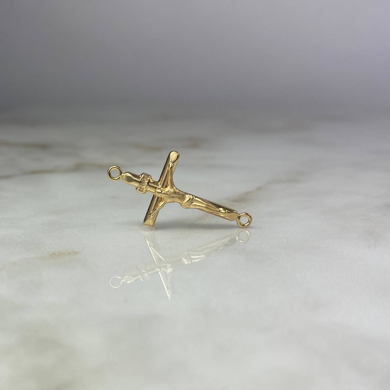 Herraje Cristo Cruz 1.05gr / 3.1cm Troquelado Oro Amarillo