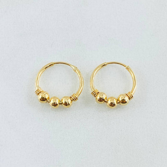 Candongas Trio Bola 1gr / 1.2cm-Oro Amarillo 18K