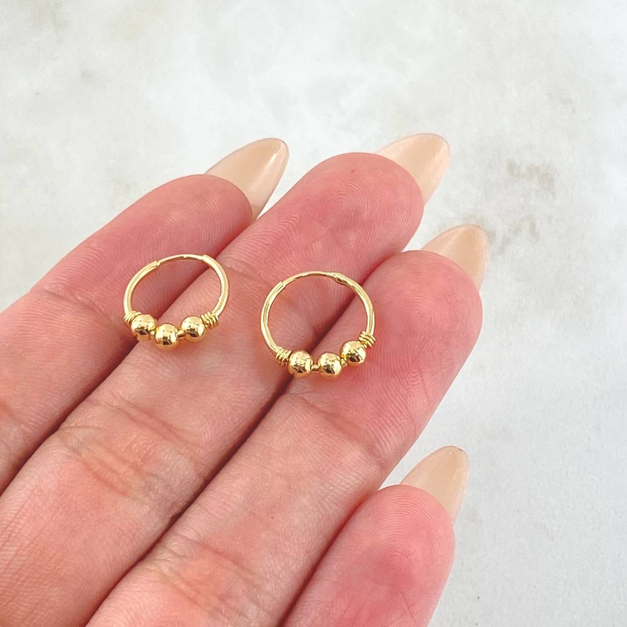 Candongas Trio Bola 1gr / 1.2cm-Oro Amarillo 18K